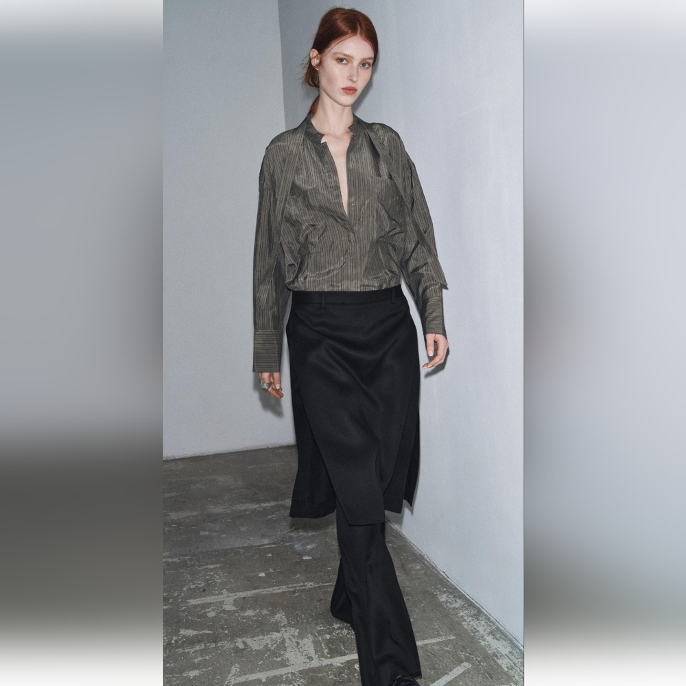 ZARA ZW COLLECTION BLACK PAREO STRAIGHT LEG PANTS✨️✨️✨️